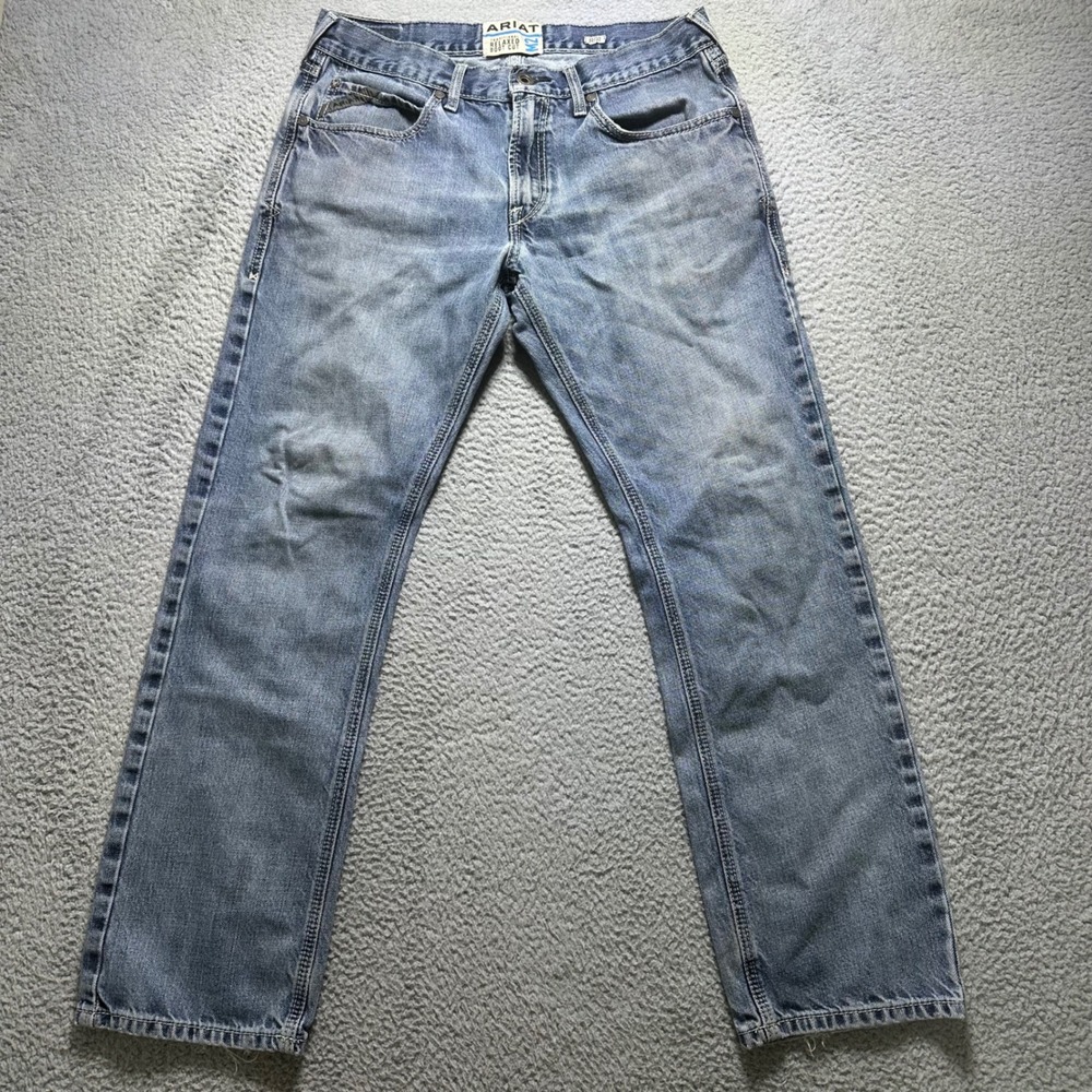 Ariat M2 Relaxed Boot Cut Jeans Mens 34x30 Denim Western Workwear see pictures